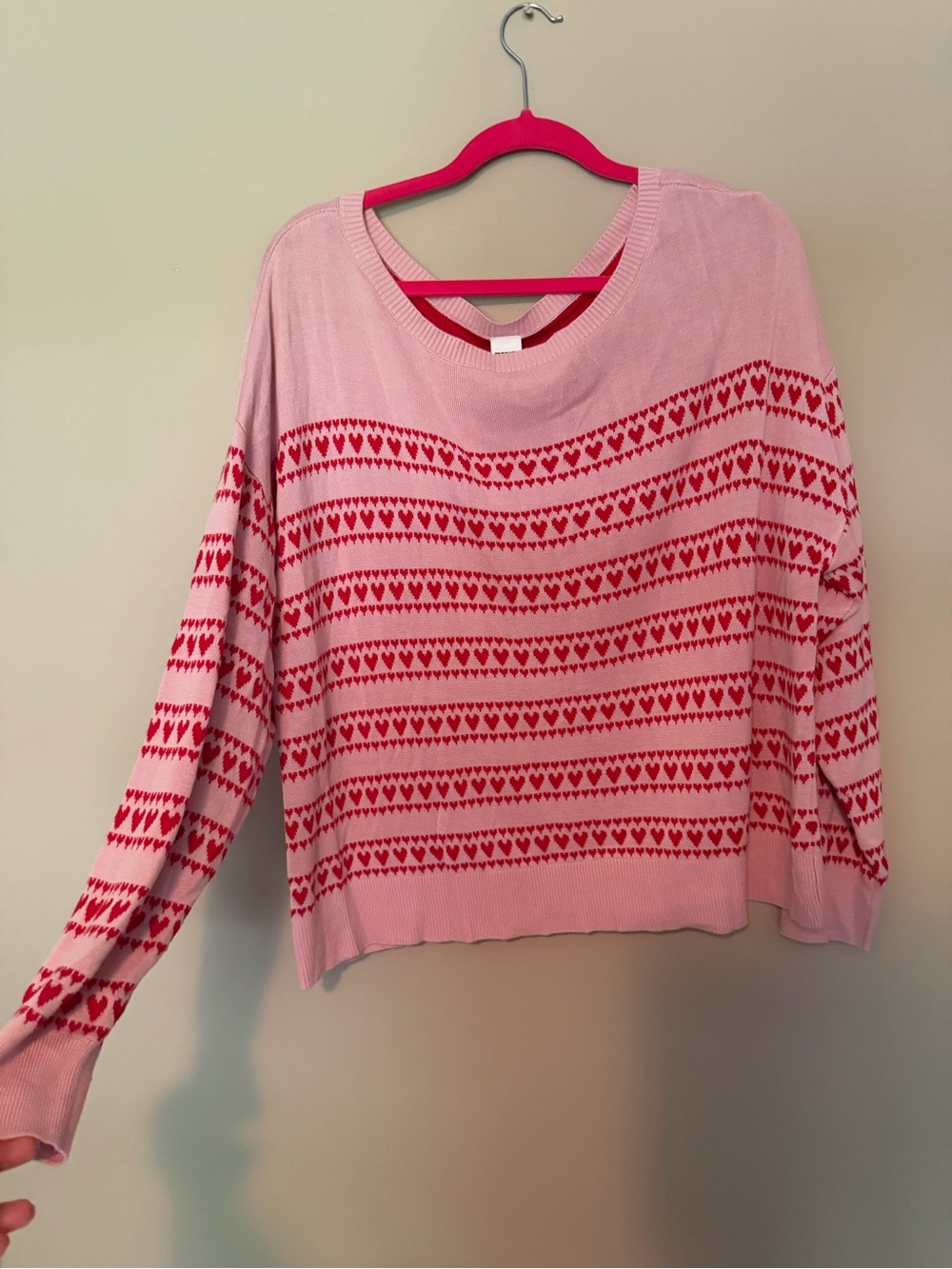 PINK Victoria's Secret Pink Sweater with Red Heart Stripes